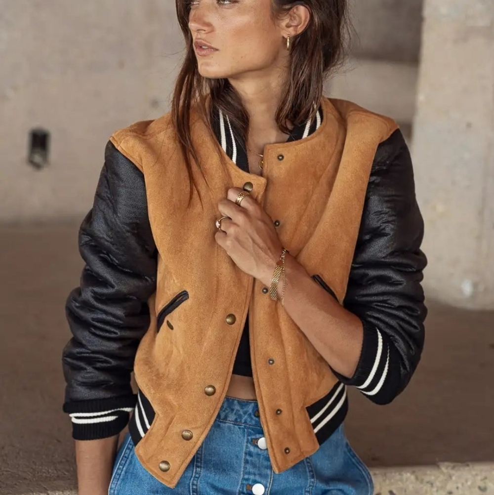 Blank NYC x Free People Collab Booksmart Varsity Jacket NWT - Picture 2 of 8
